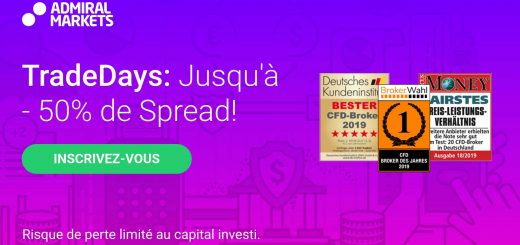 Offre proposée par Admiral Markets durant le mois de novembre allant jusqu'à 50% de réduction sur les spreads